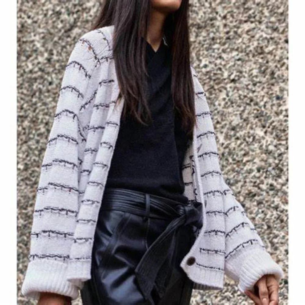 Brochu Walker Atlas Cardigan in Salt White Stripe